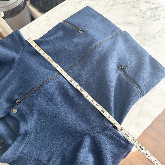 Talbots Boiled Wool Navy Zip Front Jacket Women's Size 12 long sleeves - Picture 12 of 13